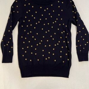 Women's Navy Sweater with Embroidered Gold Stars J.crew size medium